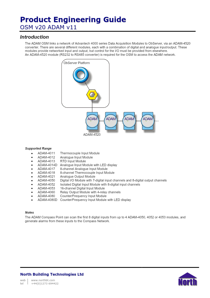 Preview thumbnail of page 1 of the ADAM Engineering Guide PDF document.